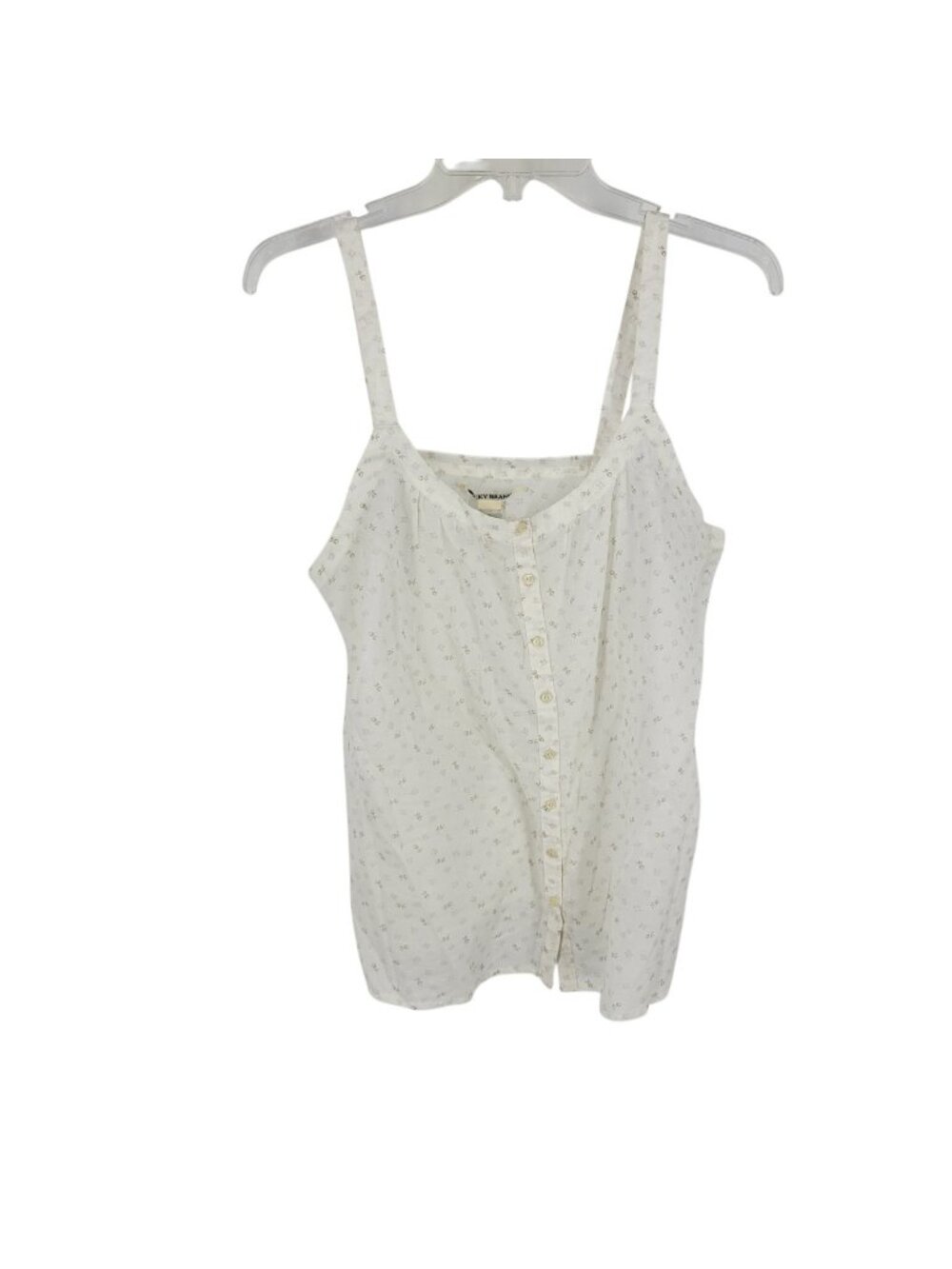 VTG Y2K Cottagecore Floral Sheer Camisole Tank Button Front Cream Prairie Top L